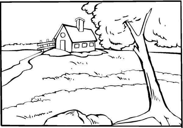 Пейзаж раскраска для детей