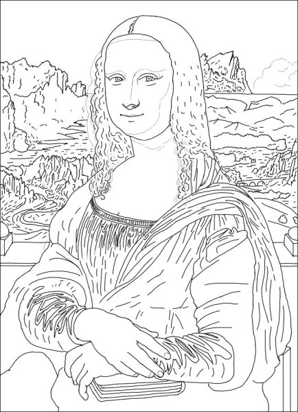 Портрет Мона Лиза раскраска