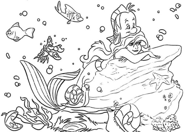 Русалка чёрно белая