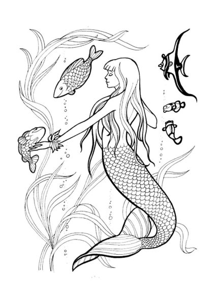 Русалка карандашом