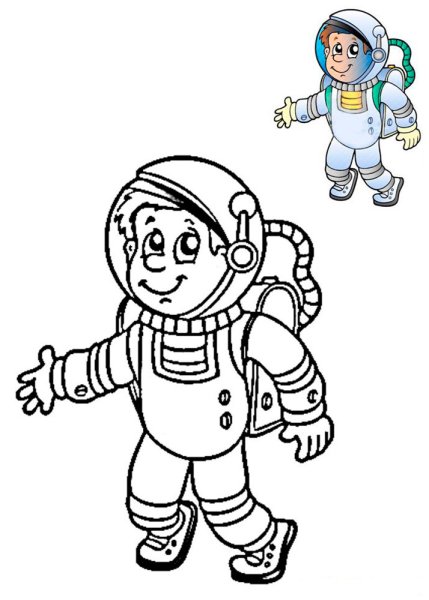 Космонавт раскраска для детей