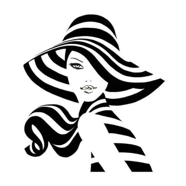 Силуэт девушки в шляпе