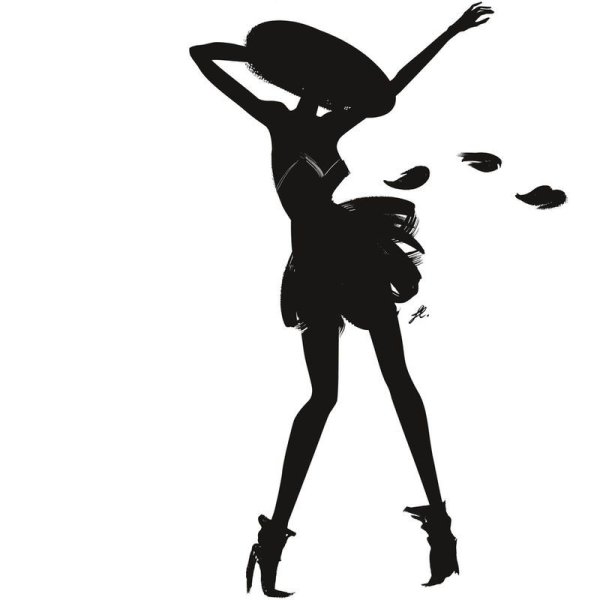 Черно белый силуэт девушки