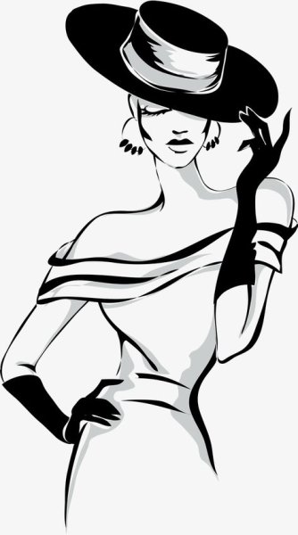 Силуэт девушки в шляпе