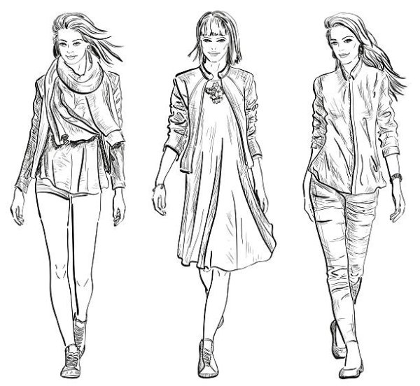 Зарисовка одежды для полных женщин