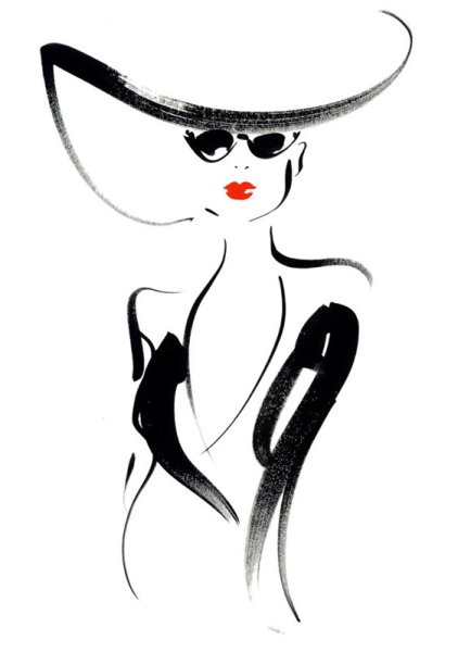 Силуэт женщины в шляпе