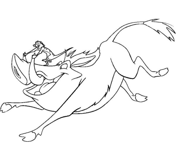 Тимон и Пумба контур черный