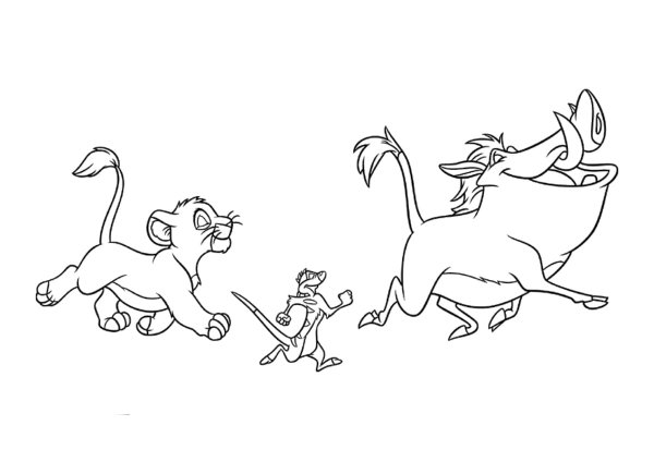 Раскраска Тимон и Пумба и Симба