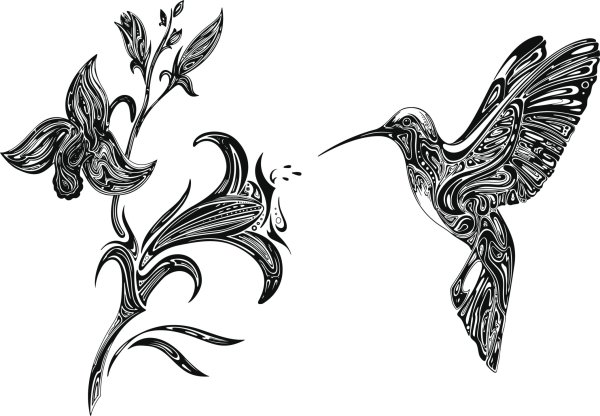 Птица контур стилизованный