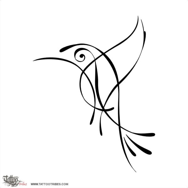 Тату Колибри линиями