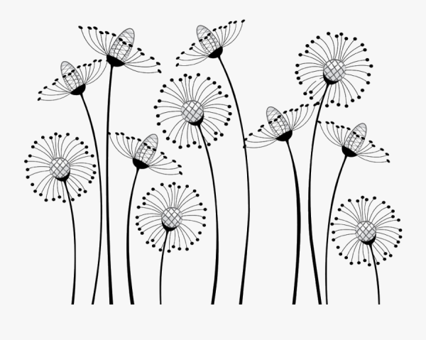 Стилизованные цветы черно белые