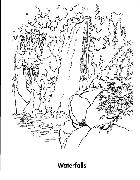 Раскраска водопад для детей