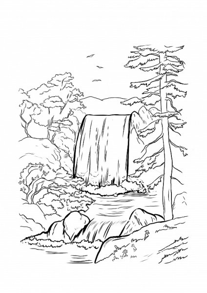 Раскраска водопад