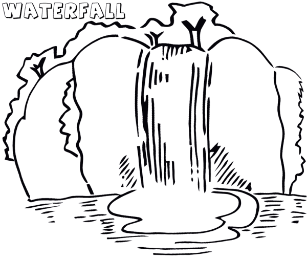 Раскраска водопад для детей
