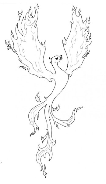 Птица Феникс разукрашка