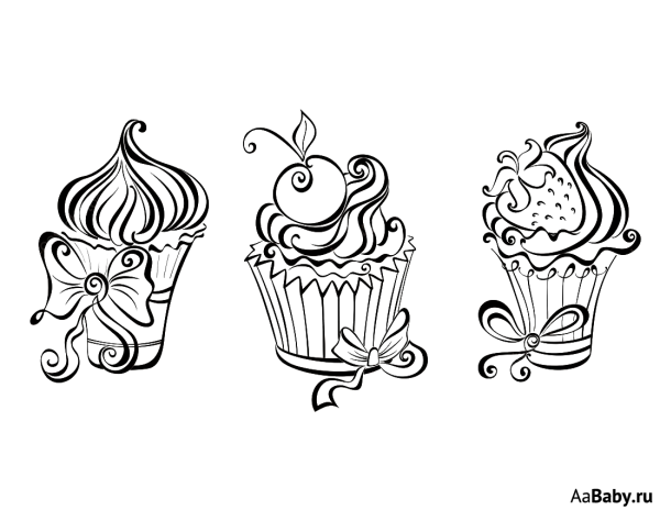 Пирожное из векторов черно белая