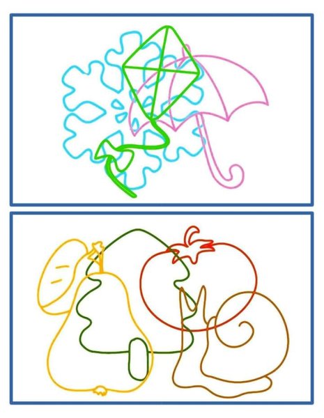 Контуры предметов наложенные друг на друга