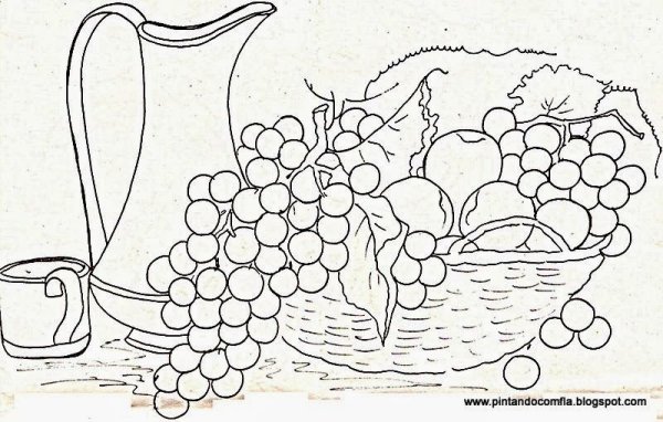 Натюрморт рисунок для раскрашивания