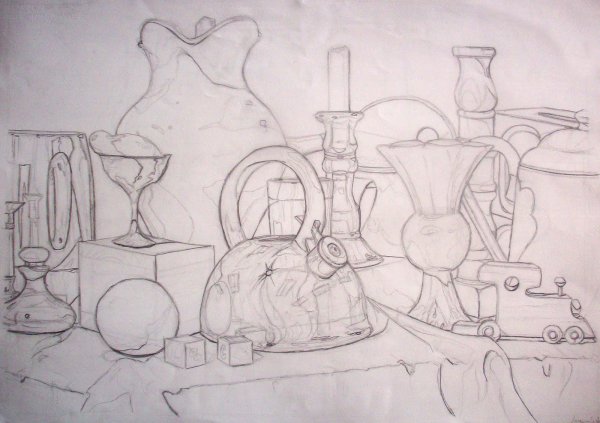 Натюрморт контурное изображение