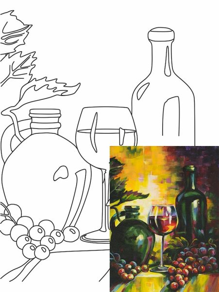 Натюрморт с фруктами раскраска