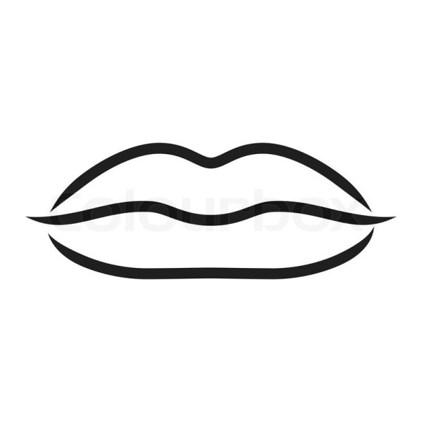 Губы контур на белом фоне