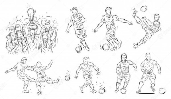 Контур футболиста с мячом