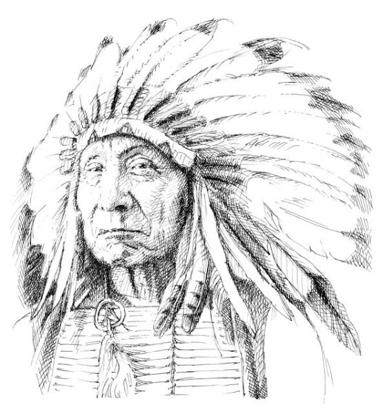 Трафарет голова индейца