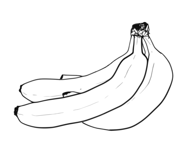 Черно белые фрукты банан