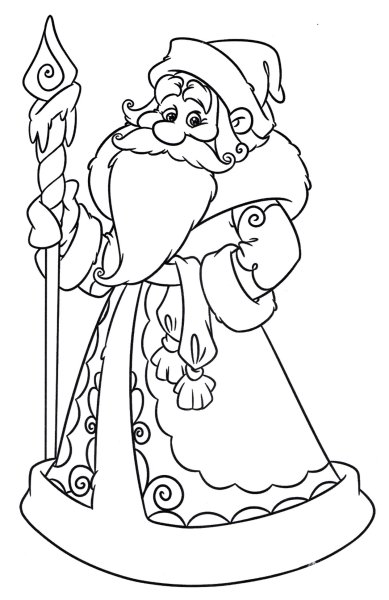 Дед Мороз раскраска для малышей