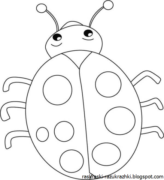 Раскраски Божьи коровки для детей 4-5 лет