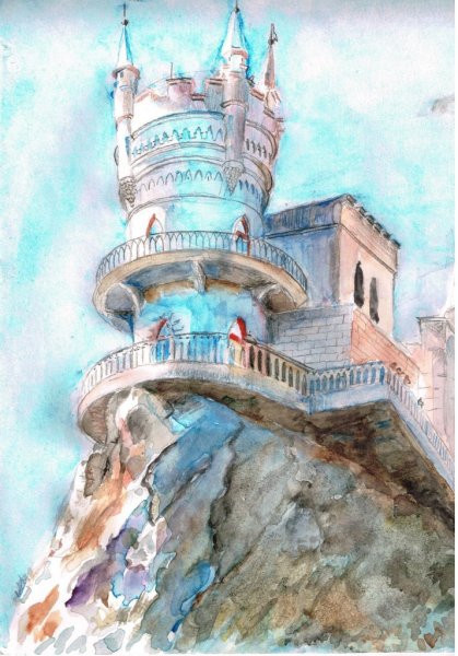 Рисунки море Крым Ласточкино гнездо