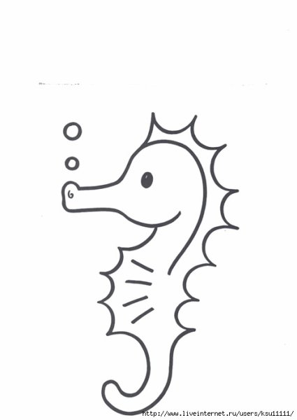 Морской конек трафарет