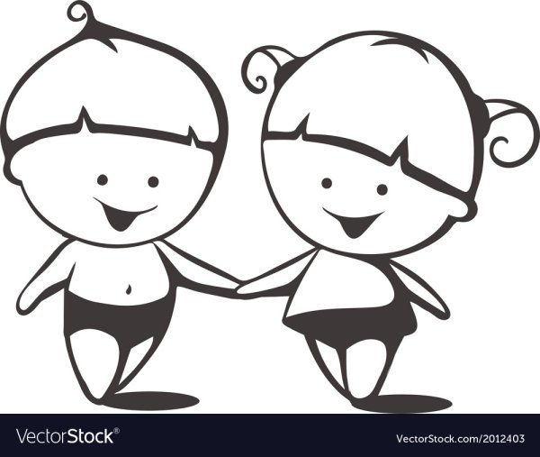 Мальчик и девочка контур