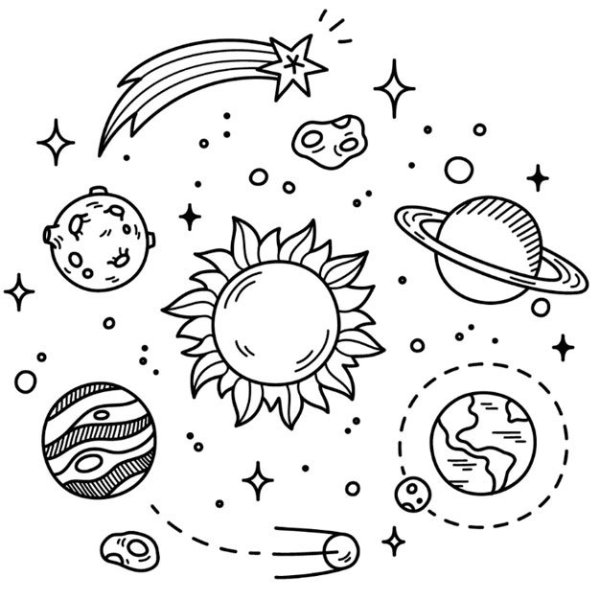 Рисунок космоса карандашом для срисовки