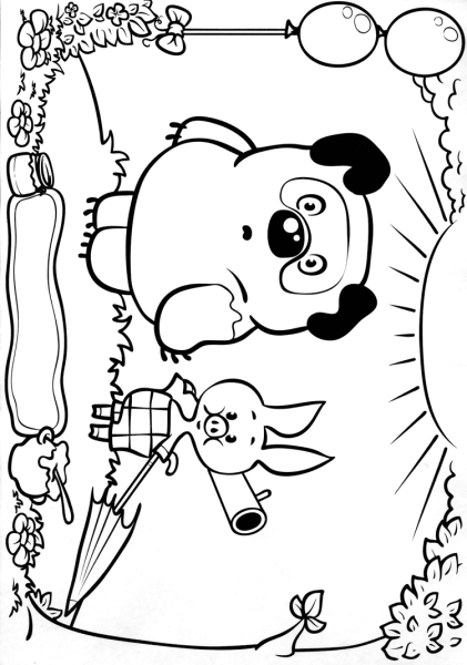 Раскраска винипух и Пятачок