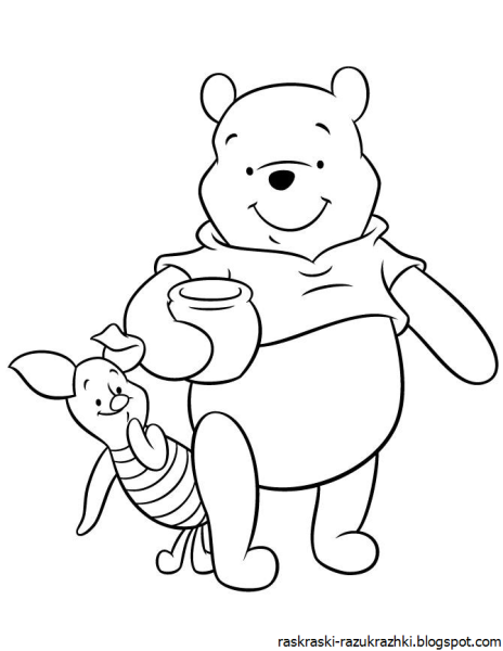 Раскраска Винни пух и Пятачок