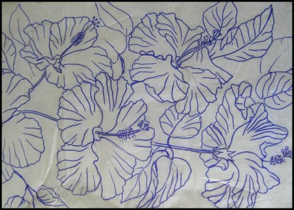 Контурный рисунок на ткани