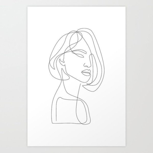 Линейный рисунок девушки