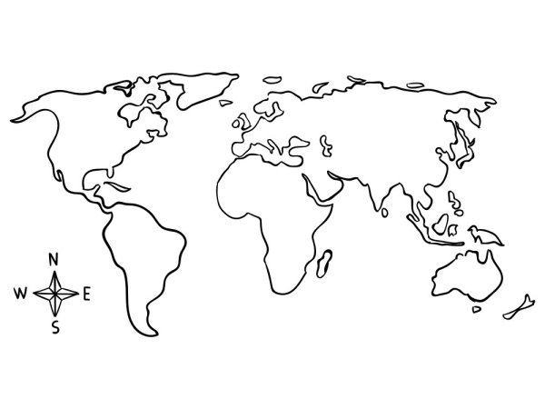Контуры континентов