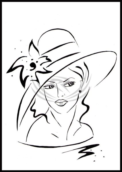 Набросок дамы в шляпке