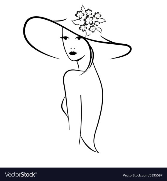 Контур дама в шляпе