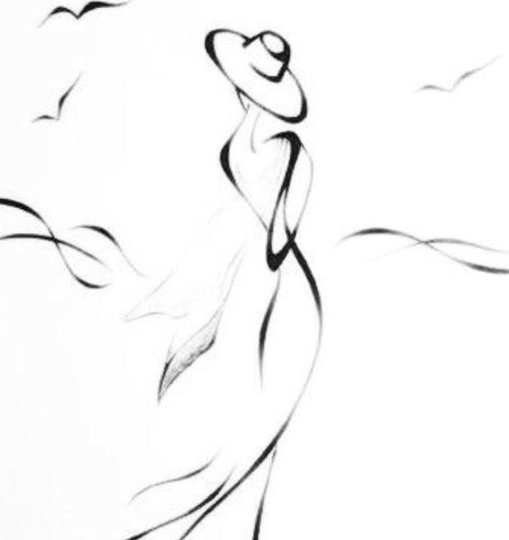 Набросок силуэта девушки