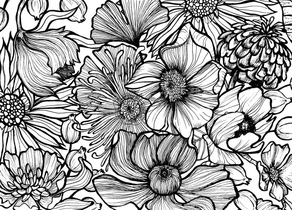 Крупные цветы узор