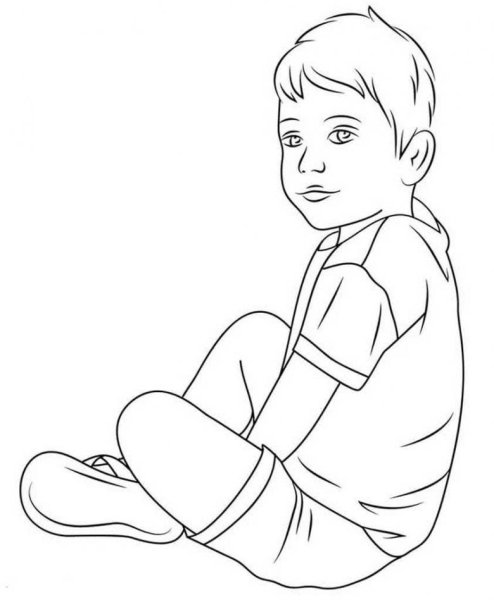 Мальчик мультяшный контур