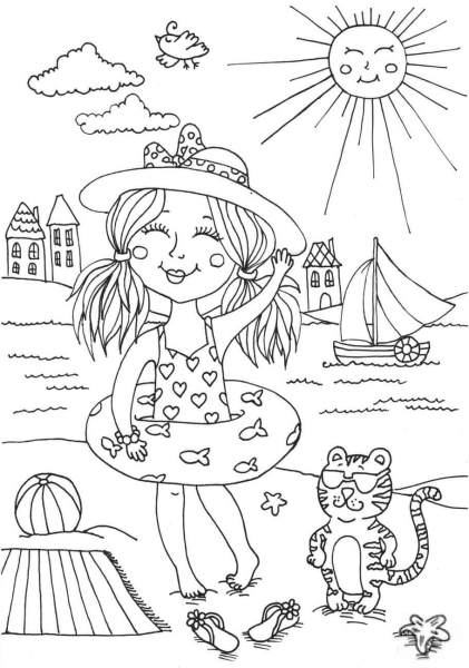 Лето раскраска для детей