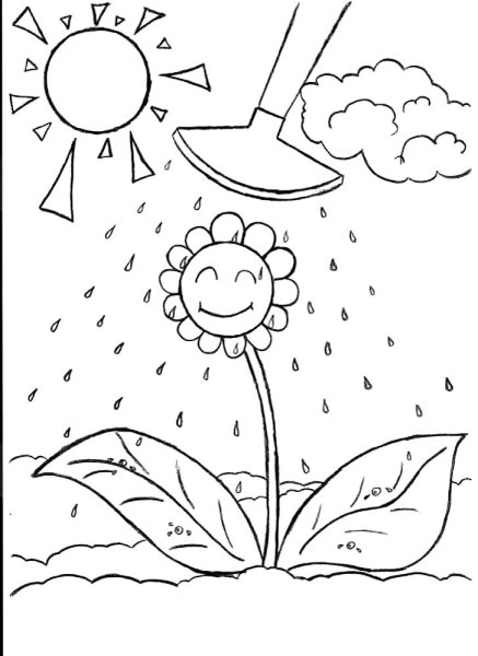 Весенний пейзаж раскраска для детей