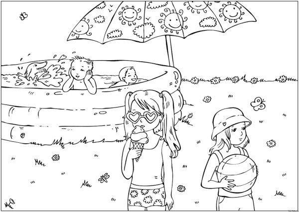 Раскраски для детей на тему лето