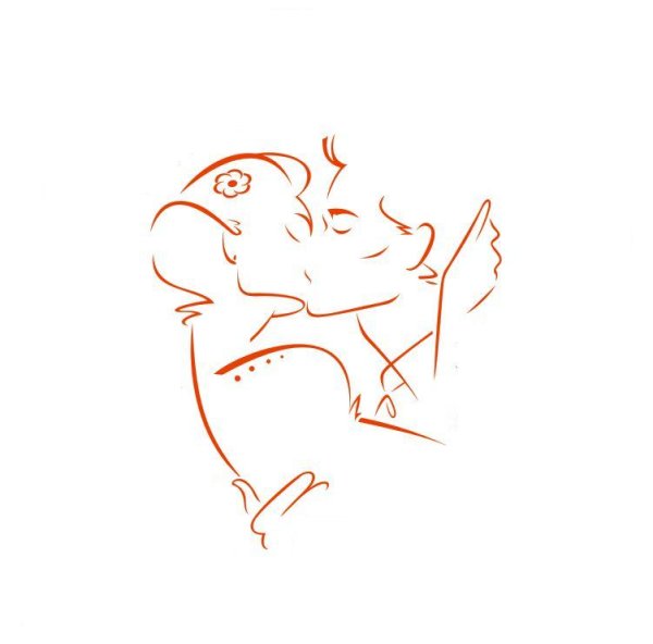 Силуэт влюбленных карандашом