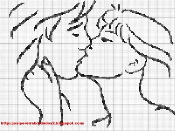 Контурная вышивка поцелуй