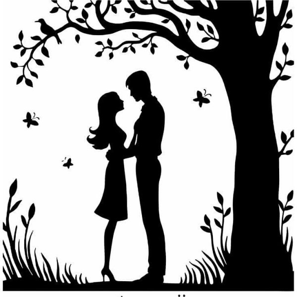 Силуэт под деревом